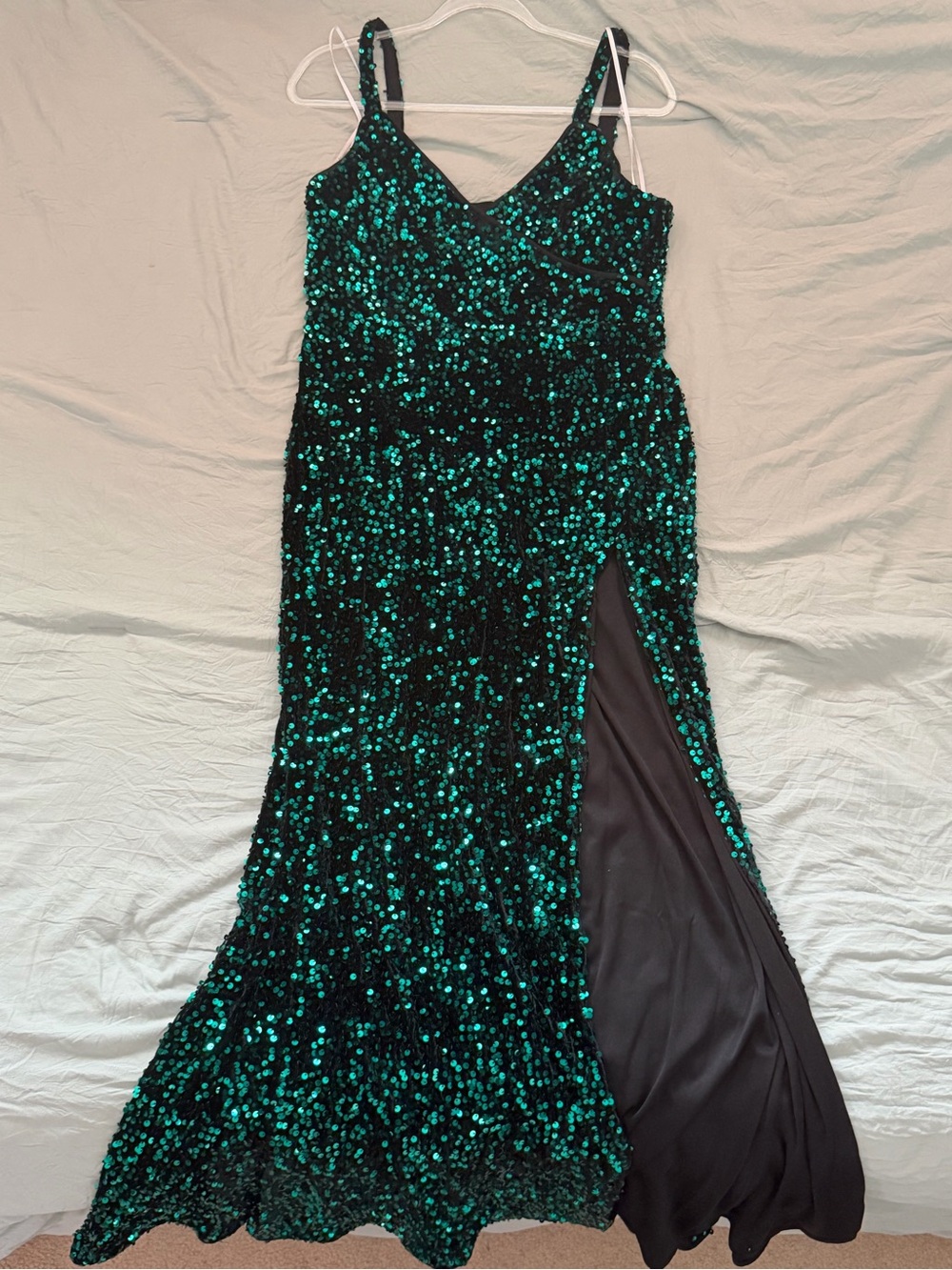 Lulus Teal Green Sequin Mermaid Maxi Dress Sz L